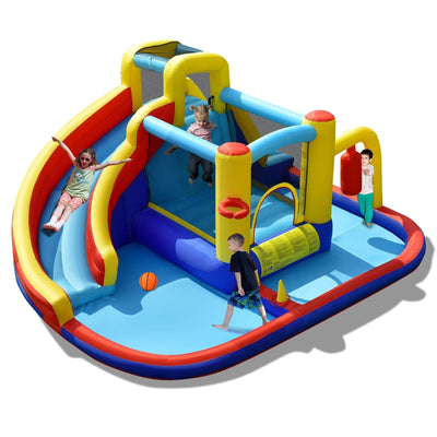7-in-1 Inflatable Water Slide Bounce Castle Without Blower - Relaxacare