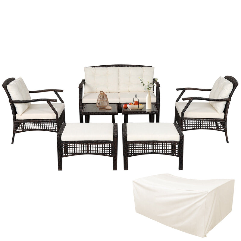 7 Pieces Outdoor Patio Furniture Set with Waterproof Cover - Relaxacare