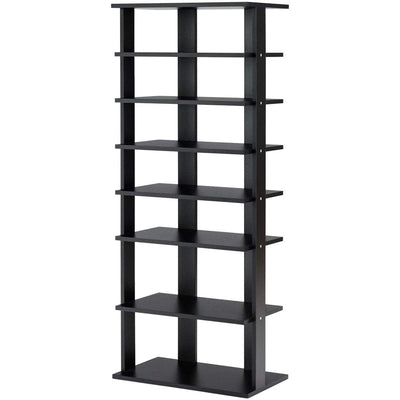 7-Tier Dual 14 Pair Shoe Rack Free Standing Concise Shelves Storage-Black - Relaxacare