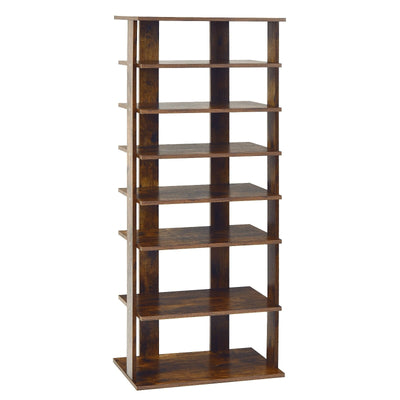 7-Tier Dual 14 Pair Shoe Rack Free Standing Concise Shelves Storage-Brown - Relaxacare
