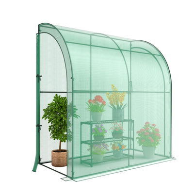 7 x 3.5 x 7 Feet Lean-to Greenhouse with Flower Rack - Relaxacare