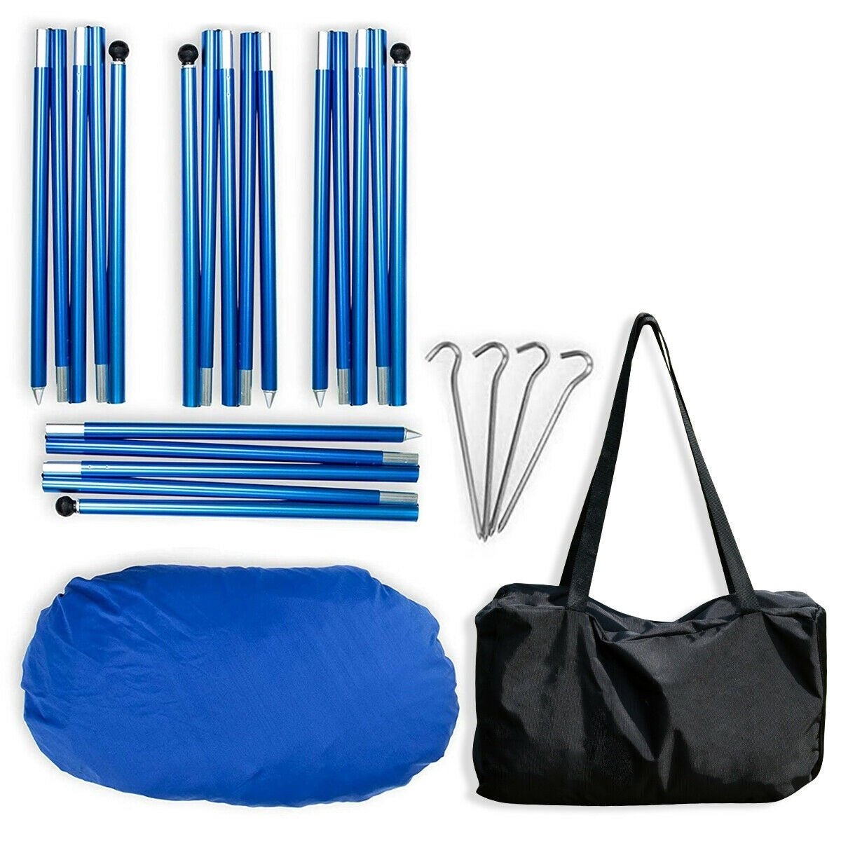 7 x 7 Feet Family Beach Tent Canopy Sunshade with 4 Poles-Blue