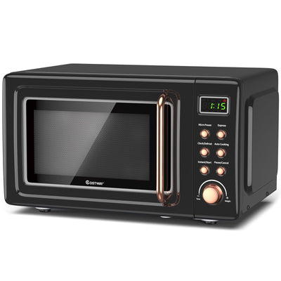 700W Retro Countertop Microwave Oven with 5 Micro Power and Auto Cooking Function-Golden - Relaxacare