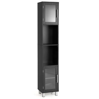 71 Inch Tall Tower Bathroom Storage Cabinet and Organizer Display Shelves for Bedroom-Black - Relaxacare