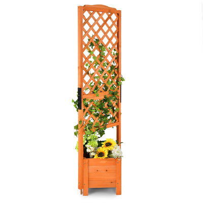 71" Raised Garden Bed with Trellis and Planter Box-Orange - Relaxacare
