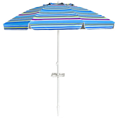 7.2 Feet Portable Outdoor Beach Umbrella with Sand Anchor and Tilt Mechanism - Relaxacare