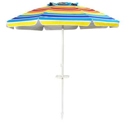 7.2 FT Portable Outdoor Beach Umbrella with Sand Anchor and Tilt Mechanism for Poolside and Garden-Multicolor - Relaxacare