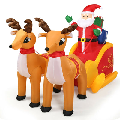 7.5 Feet Waterproof Outdoor Inflatable Santa with Double Deer and Sled - Relaxacare
