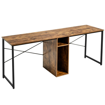 79 Inches Multifunctional Office Desk for 2 Person with Storage-Brown - Relaxacare