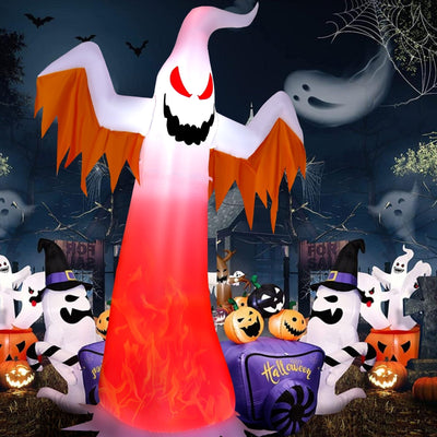 8 Feet Halloween Inflatable Ghost with Rotatable Flame LED Lights - Relaxacare