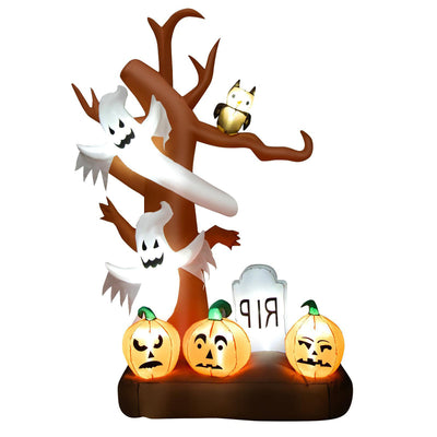 8 Feet Inflatable Halloween Dead Tree Blow Up Ghost with Built-in LED Lights - Relaxacare