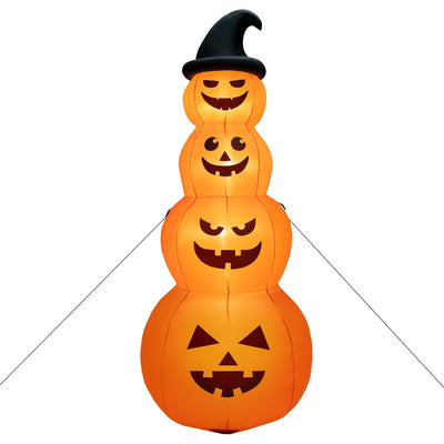 8 Feet Inflatable Halloween Pumpkins Stack with Built-in LED Lights - Relaxacare