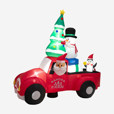 8 Feet Wide Inflatable Santa Claus Driving a Car with LED and Air Blower - Relaxacare
