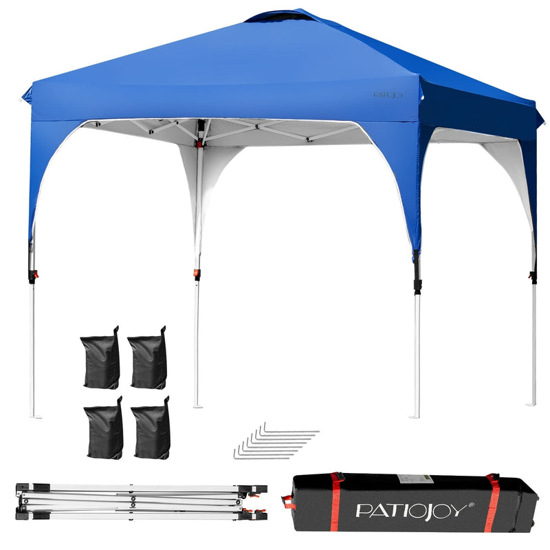 8 Feet x 8 Feet Outdoor Pop Up Tent Canopy Camping Sun Shelter with Roller Bag-Blue - Relaxacare