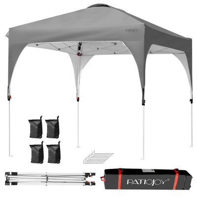 8 Feet x 8 Feet Outdoor Pop Up Tent Canopy Camping Sun Shelter with Roller Bag-Gray - Relaxacare