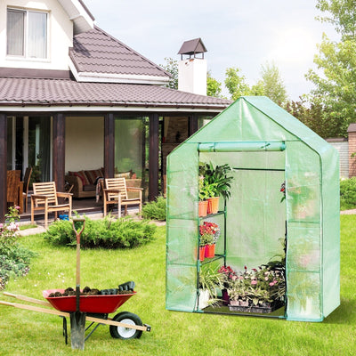 8 shelves Mini Walk In Greenhouse Outdoor Gardening Plant Green House - Relaxacare