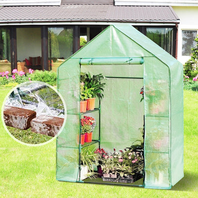 8 shelves Mini Walk In Greenhouse Outdoor Gardening Plant Green House - Relaxacare