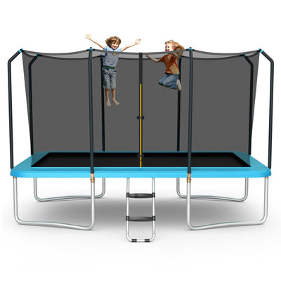 8 x 14 Feet Rectangular Recreational Trampoline with Safety Enclosure Net and Ladder - Relaxacare