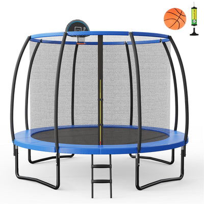 8/10 Feet Recreational Trampoline with Basketball Hoop-10 ft - Relaxacare