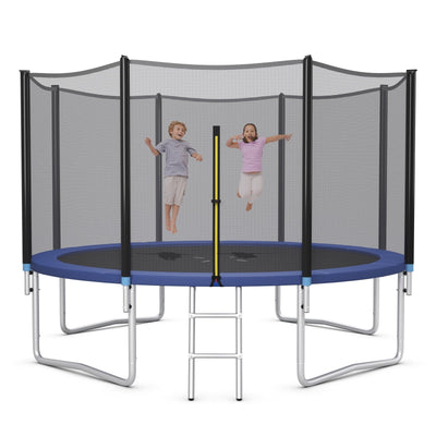 8/10/12/14/15/16 Feet Outdoor Trampoline Bounce Combo with Safety Closure Net Ladder-14 ft - Relaxacare
