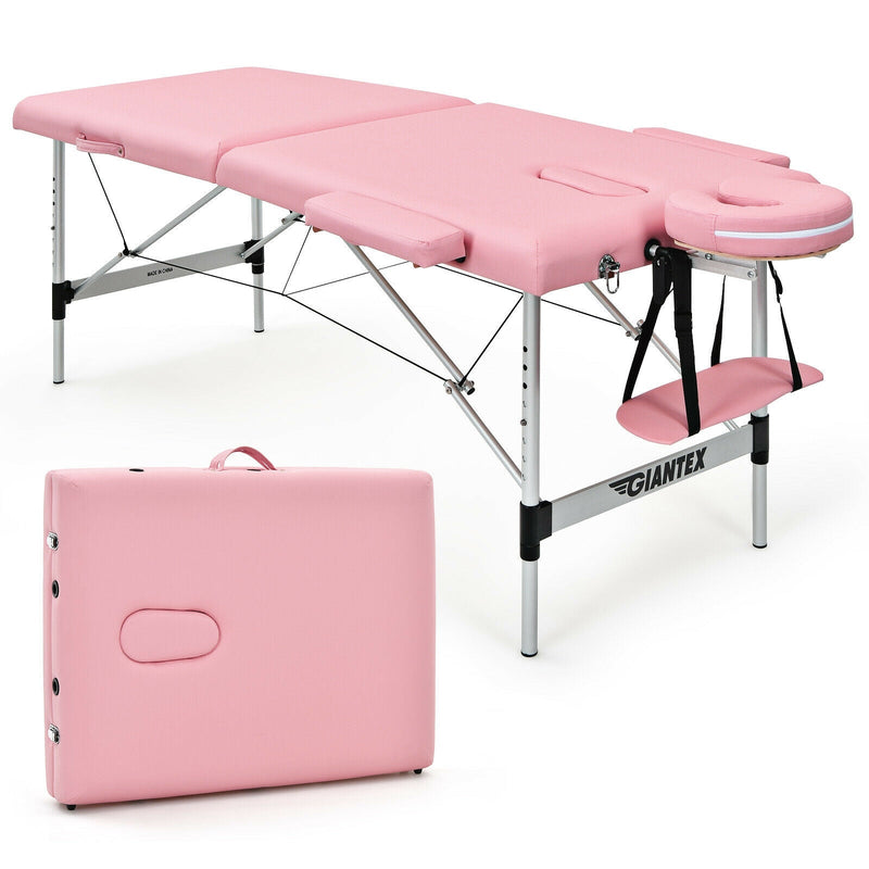 84 Inch L Portable Adjustable Massage Bed with Carry Case for Facial Salon Spa -Pink - Relaxacare