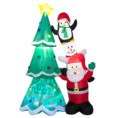8.7 Feet Inflatable Christmas Tree with Santa Claus and Snowman and Penguin Blow-up - Relaxacare