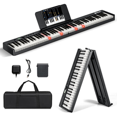 88-Key Folding Electric Lighted Piano Full-Size Portable Keyboard MIDI - Relaxacare