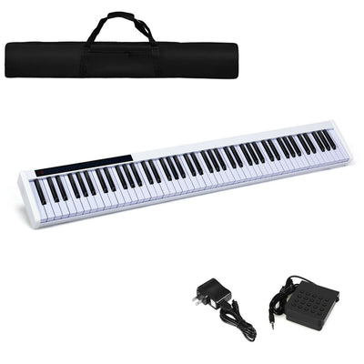 88-Key Portable Electronic Piano with Voice Function-White - Relaxacare