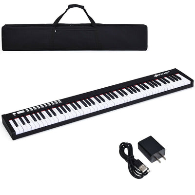 88-Key Portable Full-Size Semi-weighted Digital Piano Keyboard-Black - Relaxacare