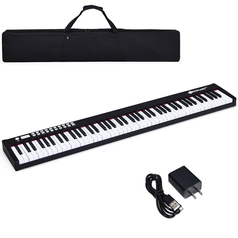 88-Key Portable Full-Size Semi-weighted Digital Piano Keyboard-Black - Relaxacare