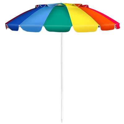 8FT Portable Beach Umbrella with Sand Anchor and Tilt Mechanism for Garden and Patio-Multicolor - Relaxacare
