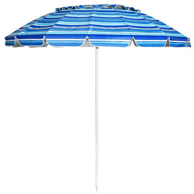 8FT Portable Beach Umbrella with Sand Anchor and Tilt Mechanism for Garden and Patio-Navy - Relaxacare