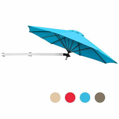 8ft Wall-Mounted Telescopic Folding Tilt Aluminum Sun Shade Umbrella-Blue - Relaxacare