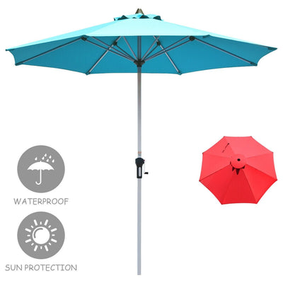 9 Feet Patio Outdoor Market Umbrella with Aluminum Pole without Weight Base-Blue - Relaxacare