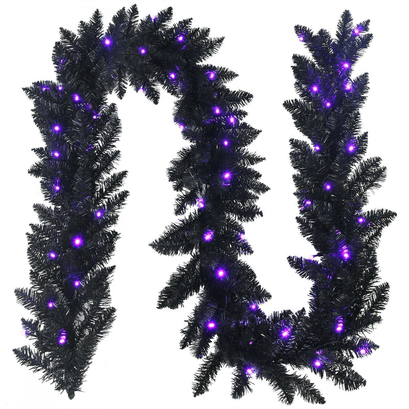 9 Feet Pre-lit Christmas Halloween Garland with 50 Purple LED Lights - Relaxacare
