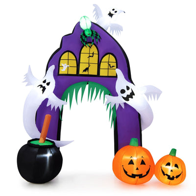 9 Feet Tall Halloween Inflatable Castle Archway Decor with Spider Ghosts and Built-in - Relaxacare
