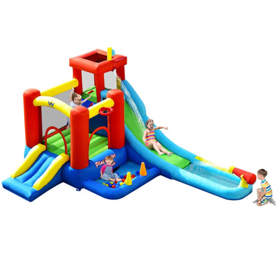 9-in-1 Inflatable Kids Water Slide Bounce House without Blower - Relaxacare