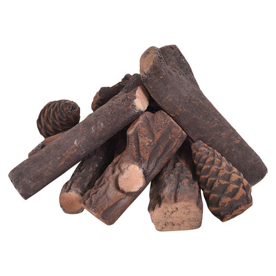 9 Pieces Ceramic Fireplace Imitation Wood Propane Log Set - Relaxacare