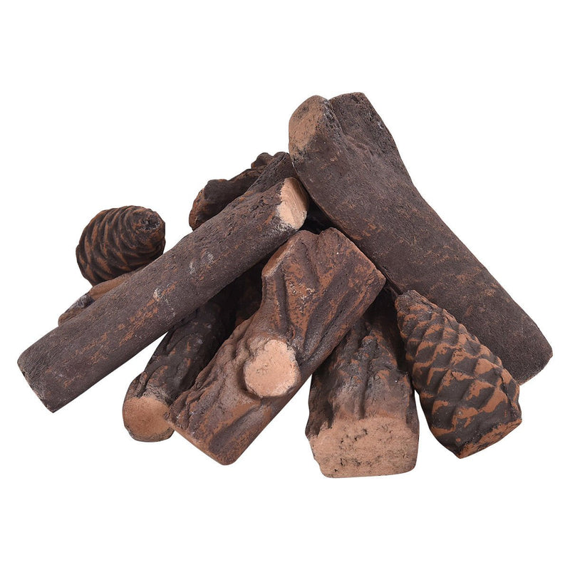 9 Pieces Ceramic Fireplace Imitation Wood Propane Log Set - Relaxacare