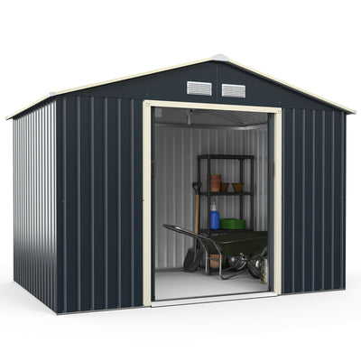 9 x 6 Feet Metal Storage Shed for Garden and Tools - Relaxacare