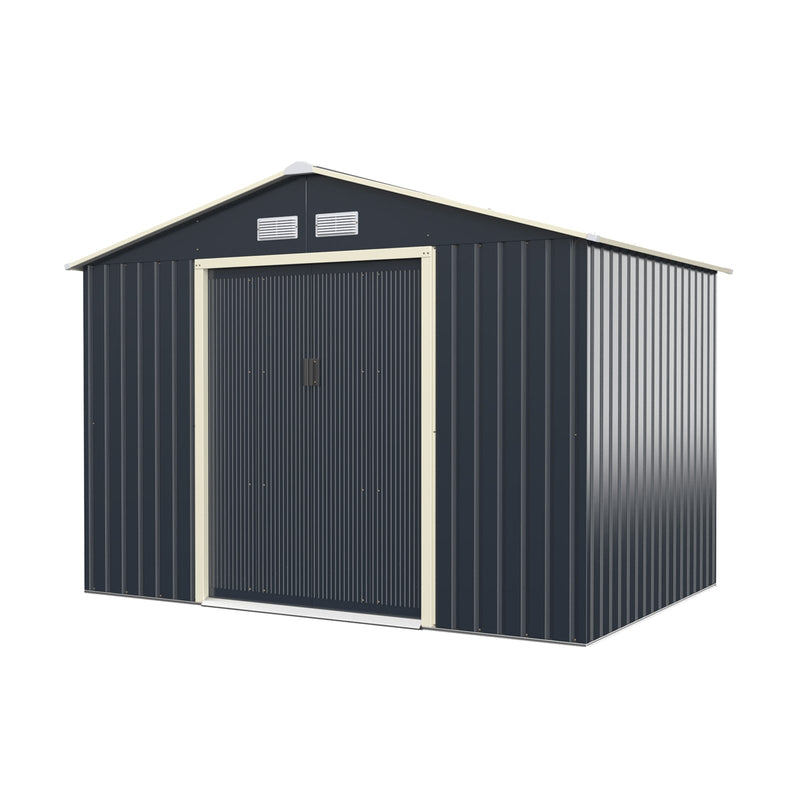 9 x 6 Feet Metal Storage Shed for Garden and Tools-Gray - Relaxacare