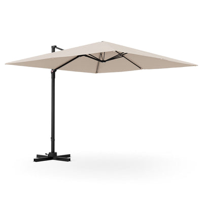 9.5 Feet 2-Tier Patio Square Cantilever Offset Umbrella with 360°Rotation-Beige - Relaxacare