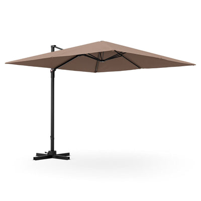9.5 Feet 2-Tier Patio Square Cantilever Offset Umbrella with 360°Rotation-Coffee - Relaxacare