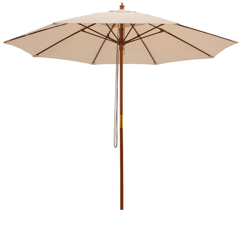 9.5 Feet Pulley Lift Round Patio Umbrella with Fiberglass Ribs - Relaxacare