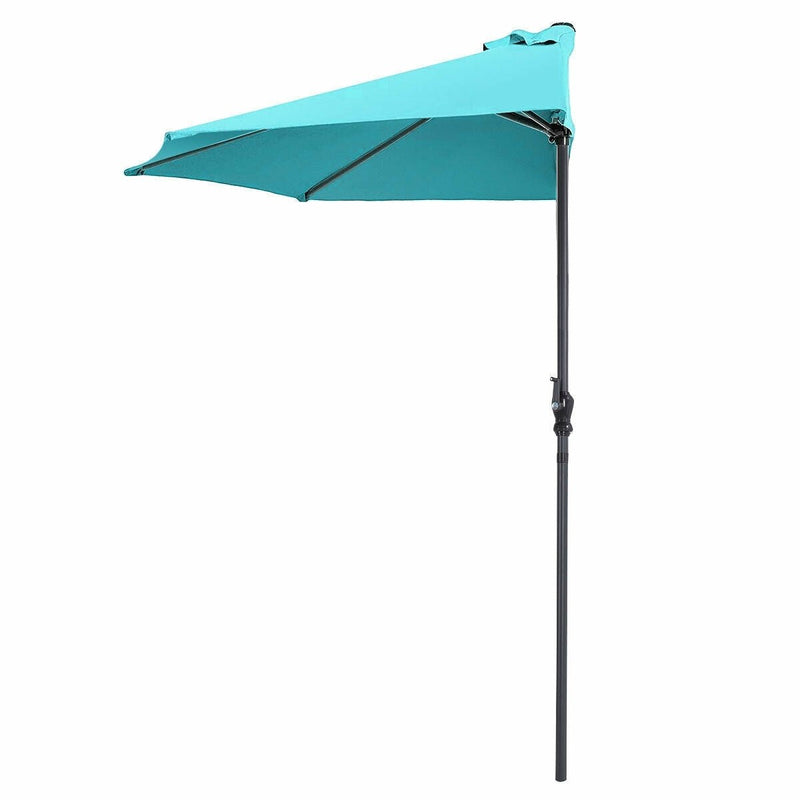 9Ft Patio Bistro Half Round Umbrella -Turquoise - Relaxacare