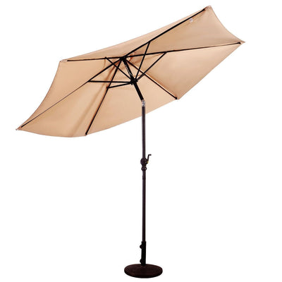 9FT Patio Umbrella Patio Market Steel Tilt W/ Crank Outdoor Yard Garden-beige - Relaxacare