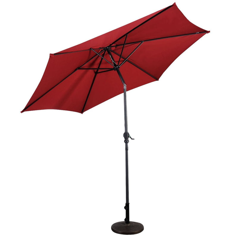 9FT Patio Umbrella Patio Market Steel Tilt W/ Crank Outdoor Yard Garden-Burgundy - Relaxacare