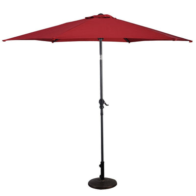 9FT Patio Umbrella Patio Market Steel Tilt W/ Crank Outdoor Yard Garden-Burgundy - Relaxacare
