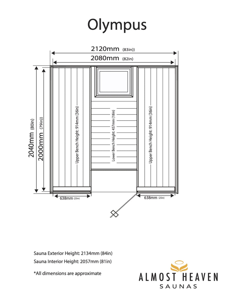 ALMOST HEAVEN - Olympus - 8 Person Traditional Sauna - Luxury Series