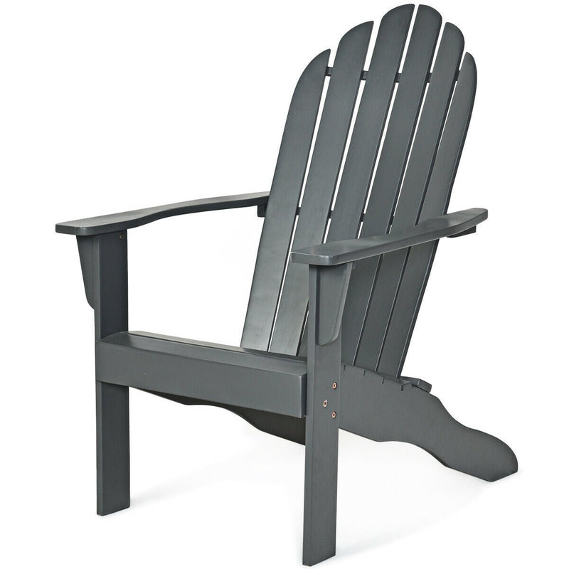 Acacia Wood Outdoor Adirondack Chair with Ergonomic Design-Gray - Relaxacare